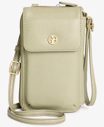 Giani Bernini Softy Leather Tech Crossbody Wallet, Created For Macy's In Lemon Pepp