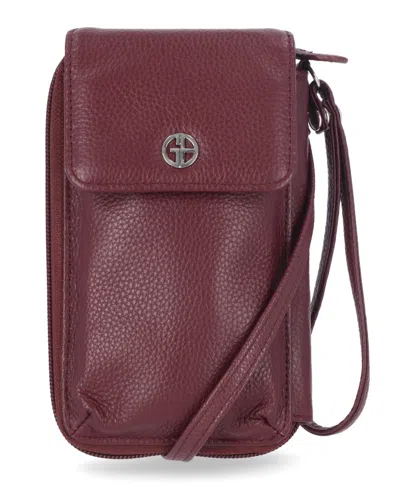 Giani Bernini Softy Leather Tech Crossbody Wallet, Created For Macy's In Wine