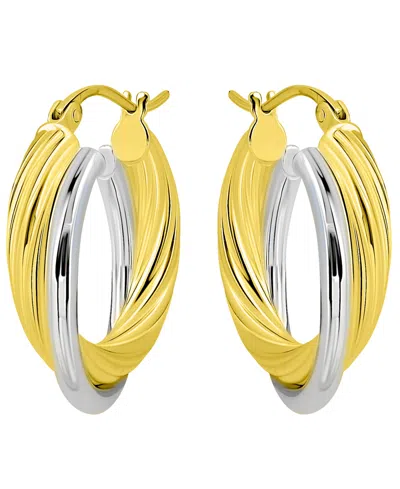 Giani Bernini Sterling Silver And 18k Gold Over Sterling Silver Dual Tube Hoop Earrings, Macy's Exclusive