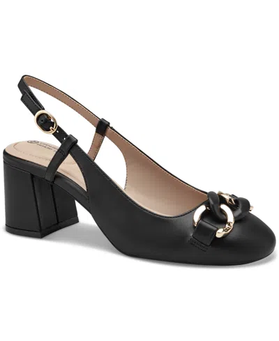 Giani Bernini Tatiaa Slip-on Slingback Memory Foam Block-heel Pumps, Created For Macy's In Black