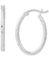 Giani Bernini Textured Oval Hoop Earrings 25mm, Created For Macy's In Silver