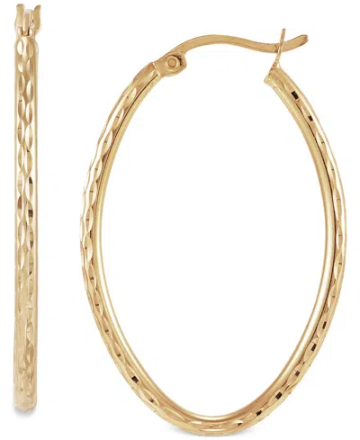 Giani Bernini Textured Oval Medium Hoop Earrings 35mm, Created For Macy's In Gold Over Silver