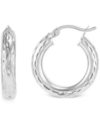 Giani Bernini Textured Tube Small Hoop Earrings, 20mm, Created For Macy's In Silver