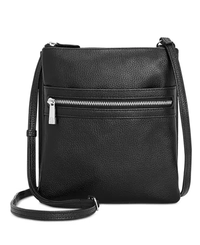 GIANI BERNINI TRIPLE-ZIP PEBBLE LEATHER DASHER CROSSBODY, EXCLUSIVELY AT MACY'S