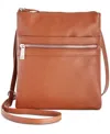 Giani Bernini Triple-zip Pebble Leather Dasher Crossbody, Created For Macy's In Cognac,silver