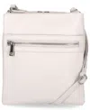 Giani Bernini Triple-zip Pebble Leather Dasher Crossbody, Created For Macy's In White,silver