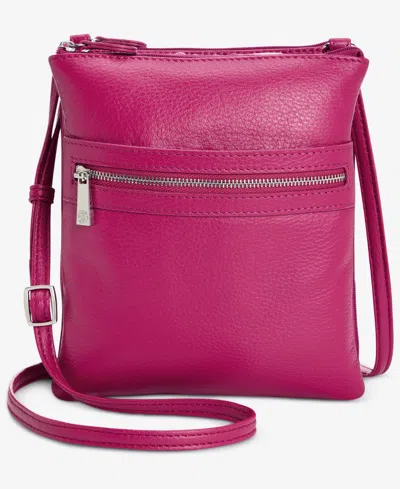 Giani Bernini Triple-zip Pebble Leather Dasher Crossbody, Exclusively At Macy's In Pink