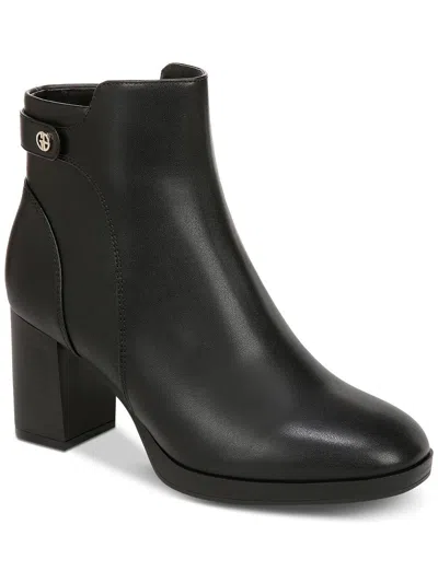 Giani Bernini Trumann Womens Faux Leather Embellished Ankle Boots In Black