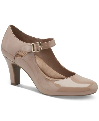 Giani Bernini Women's Velmah Memory Foam Mary Jane Pumps, Created For Macy's In Dark Nude Patent