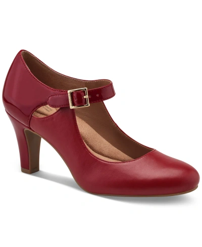 Giani Bernini Women's Velmah Memory Foam Mary Jane Pumps, Created For Macy's In Red Smooth Patent