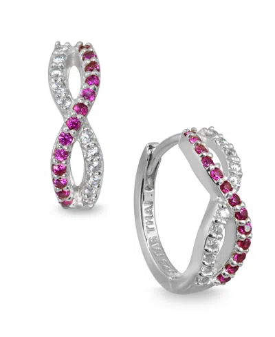 Giani Bernini White And Blue Cubic Zirconia Infinity Huggie Hoop Earrings In Sterling Silver In Metallic