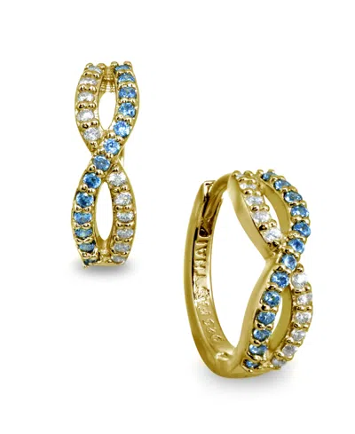 Giani Bernini White And Blue Cubic Zirconia Infinity Huggie Hoop Earrings In Sterling Silver In Gold