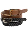 Giani Bernini Women's 2-pk. Solid & Braided Belt Set In Cognac