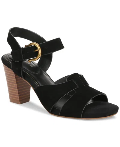 Giani Bernini Women's Angellina Memory Foam Stacked Heel Dress Sandals, Created For Macy's In Black Suede