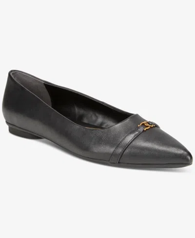 Giani Bernini Women's Bentlley Memory Foam Pointed Toe Flats, Created For Macy's In Black Leather