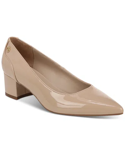 Giani Bernini Women's Blakelyy Memory Foam Pointed Toe Block Heel Pumps, Created For Macy's In Nude Patent