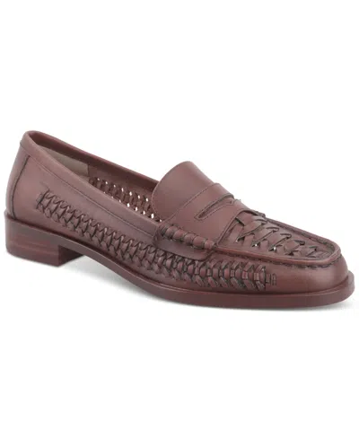 Giani Bernini Women's Brynnlee Memory Foam Perforated Slip On Penny Loafers, Created For Macy's In Acorn Brown Leather