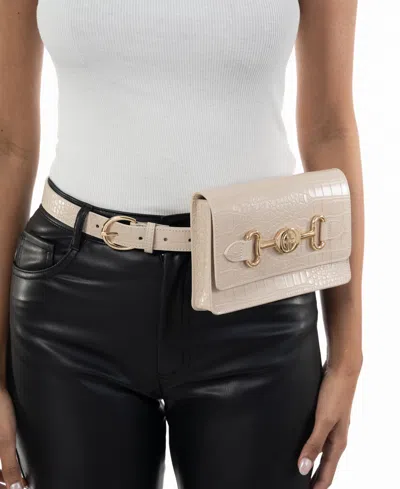 Giani Bernini Women's Croc-embossed Faux-leather Belt Bag In Beige