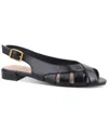 Giani Bernini Women's Essie Memory Foam Fisherman Peep Toe Slingback Flat Sandals, Created For Macy's In Black Leather