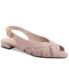 Giani Bernini Women's Essie Memory Foam Fisherman Peep Toe Slingback Flat Sandals, Created For Macy's In Hummus Suede