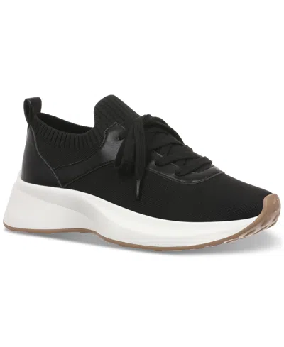 Giani Bernini Women's Floraa Memory Foam Sporty Lace Up Sneakers, Created For Macy's In Black Knit