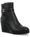 Giani Bernini Gloria Womens Belted Faux Leather Wedge Boots In Black