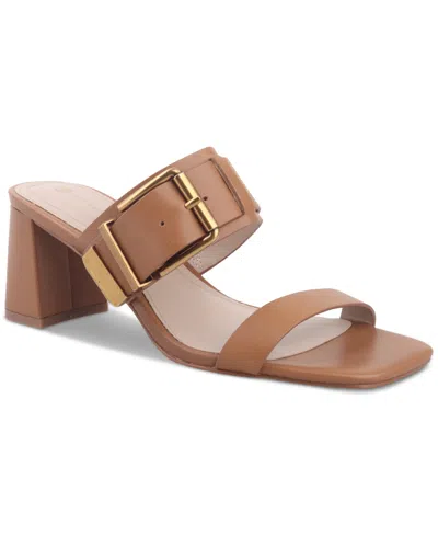 Giani Bernini Women's Hillarry Memory Foam Buckle Block Heel Dress Sandals, Created For Macy's In Tobacco Brown