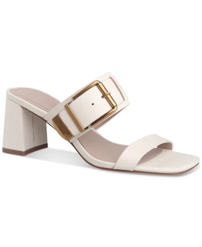 Giani Bernini Women's Hillarry Memory Foam Buckle Block Heel Dress Sandals, Created For Macy's In White