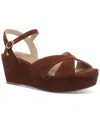 Giani Bernini Women's Jayleen Memory Foam Platform Wedge Sandals, Created For Macy's In Brown Suede