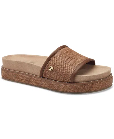 Giani Bernini Women's Joannn Memory Foam Slip On Wedge Sandals, Created For Macy's In Cognac Raffia