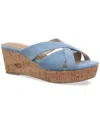 Giani Bernini Women's Juliaa Strappy Cork Platform Wedge Sandals, Created For Macy's In Blue