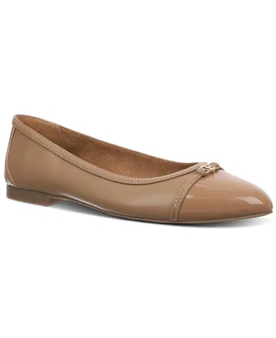 Giani Bernini Women's Madelinee Memory Foam Cap Toe Ballet Flats, Created For Macy's In Dark Nude Patent