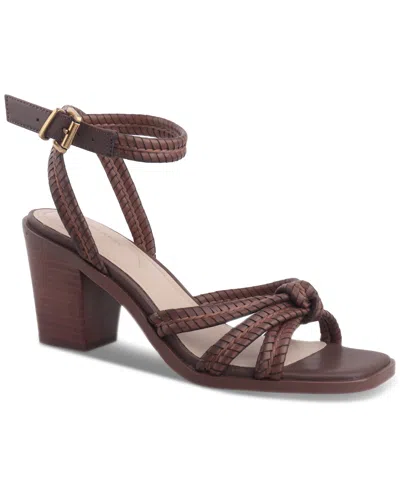 Giani Bernini Women's Renaee Block Heel Woven Strappy Dress Sandals, Created For Macy's In Brown