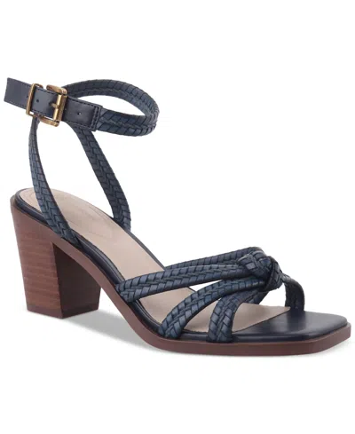 Giani Bernini Women's Renaee Block Heel Woven Strappy Dress Sandals, Created For Macy's In Royal Navy