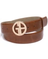 Giani Bernini Signature-buckle Panel Belt In Brown