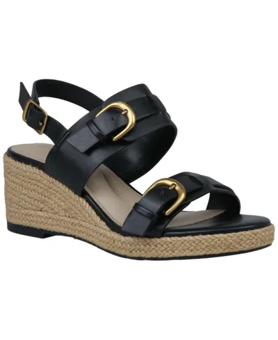 Giani Bernini Women's Talleyy Buckle Wedge Heel Sandals, Macy's Exclusive In Black