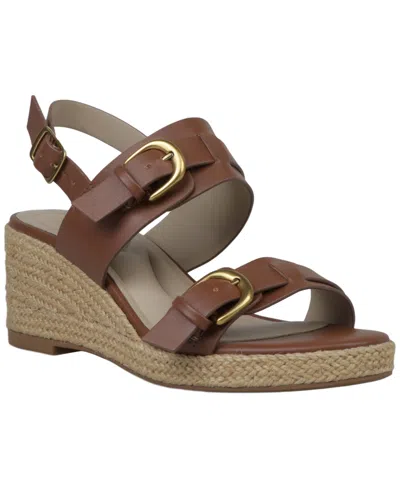 Giani Bernini Women's Talleyy Buckle Wedge Heel Sandals, Macy's Exclusive In Brown
