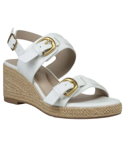 Giani Bernini Women's Talleyy Buckle Wedge Heel Sandals, Macy's Exclusive In White