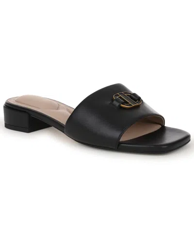 Giani Bernini Women's Tishah Square Toe Faux Leather Flat Sandals, Macy's Exclusive In Black