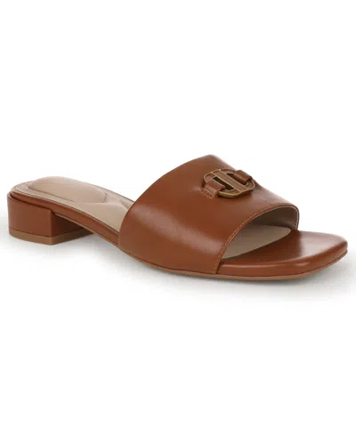 Giani Bernini Women's Tishah Square Toe Faux Leather Flat Sandals, Macy's Exclusive In Brown