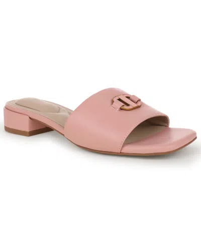 Giani Bernini Women's Tishah Square Toe Faux Leather Flat Sandals, Macy's Exclusive In Pink