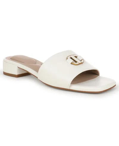 Giani Bernini Women's Tishah Square Toe Faux Leather Flat Sandals, Macy's Exclusive In White