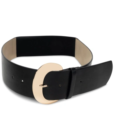 Giani Bernini Women's Wide Faux-leather-panel Stretch Belt In Black