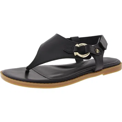 Giani Bernini Womens Adjustable Faux Leather T-strap Sandals In Black