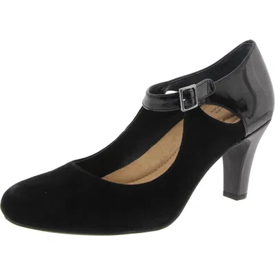 Giani Bernini Womens Adjustable Leather Mary Jane Heels In Black Suede