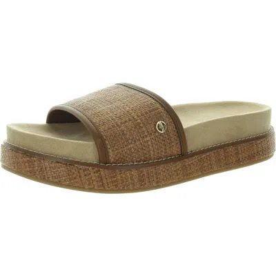 Giani Bernini Womens Logo Canvas Slide Sandals In Multi
