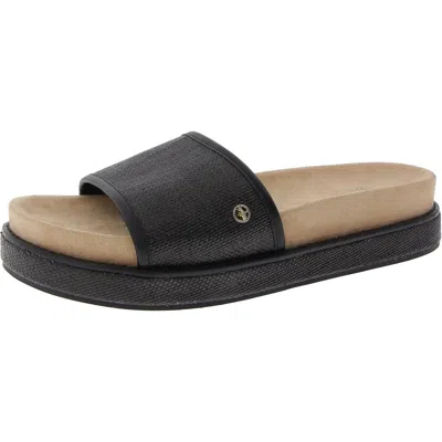 Giani Bernini Womens Woven Manmade Slide Sandals In Black Raffia