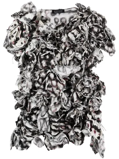Gianluca Capannolo 3d-detail Floral-embroidered Blouse In Grey