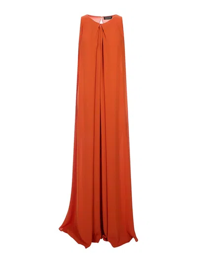 Gianluca Capannolo Pleated Sleeveless Maxi Dress In Orange