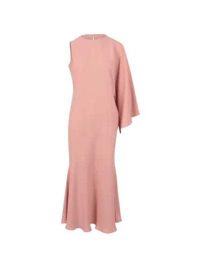 Gianluca Capannolo Asymmetric Cape-sleeve Dress In Pink